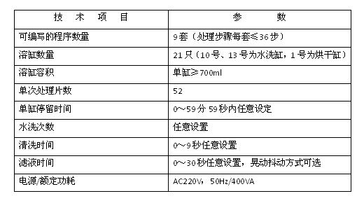 病理組織染色機技術參數(shù)